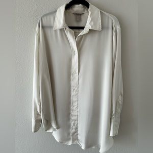 White Satin Button Down